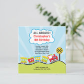 かわいい電車の誕生日パーティーの招待状 招待状 (スタンド正面)