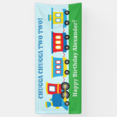 かわいい電車の誕生日パーティー 横断幕 (縦)