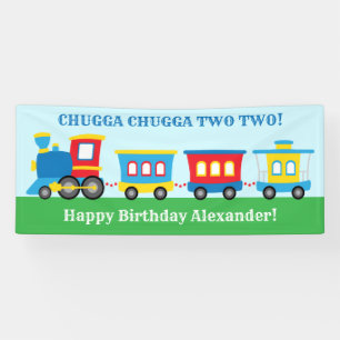 かわいい電車の誕生日パーティー 横断幕
