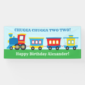 かわいい電車の誕生日パーティー 横断幕
