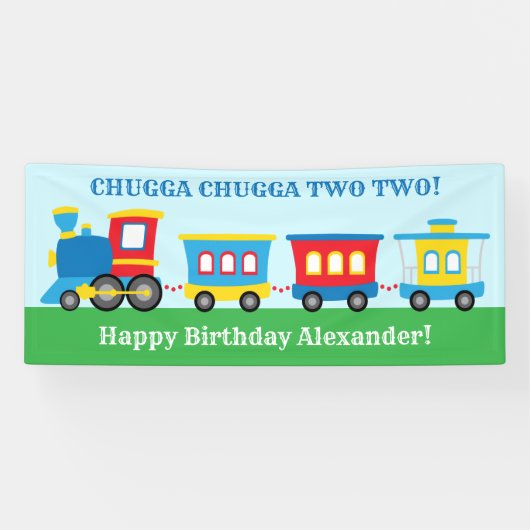 かわいい電車の誕生日パーティー 横断幕 (横)