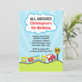 かわいい電車誕生日パーティーの招待 招待状 (スタンド正面)