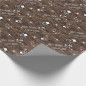 かわいい霜の降りた友達とクリスマスライトパターン ラッピングペーパー (角)