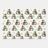 かわいい霜の降りた水色（赤緑） ラッピングペーパーシート (正面2)