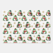 かわいい霜の降りた水色（赤緑） ラッピングペーパーシート (正面)