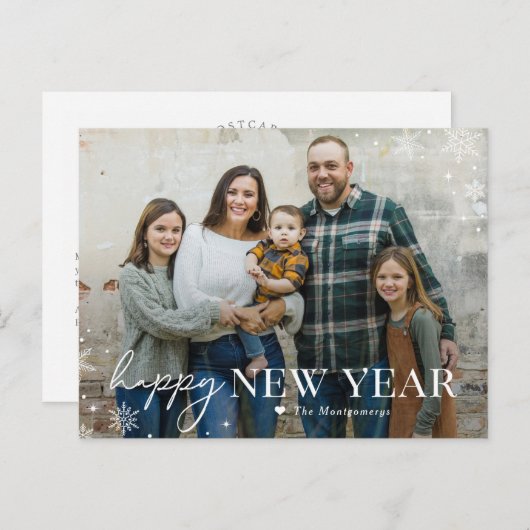 かわいい霜 ハッピーニューイヤー フォトカード シーズンポストカード (正面/裏面)