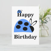 かわいい青いてんとう虫の誕生日カード (スタンド正面)
