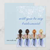 かわいい青いよ ブライドスマイドになってくれる? 招待状 (正面/裏面)
