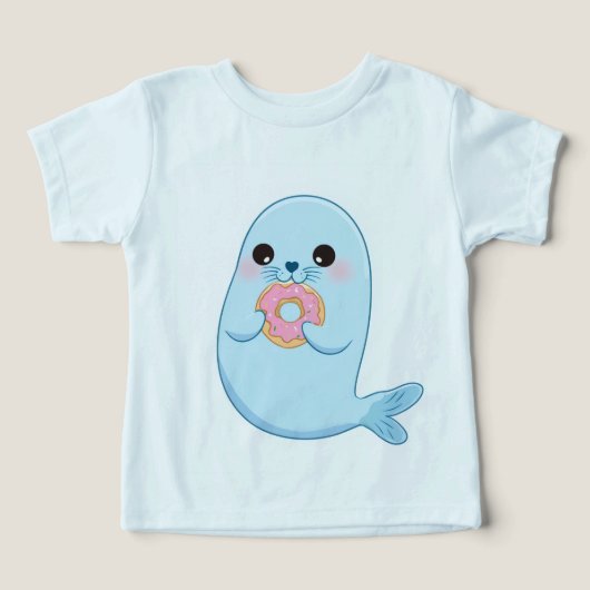 かわいい青いアザラシの子供Tシャツ (デザイン正面)