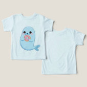 かわいい青いアザラシの子供Tシャツ (デザイン正面&裏面)