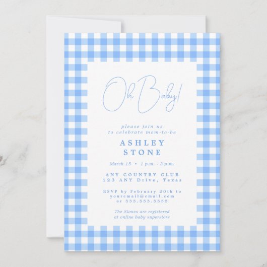 かわいい青いイチョウシンプルムの赤ちゃんシャワー招待 招待状 (正面)