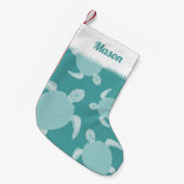 かわいい青いウミガメ スモールクリスマスストッキング (正面 (吊り時))
