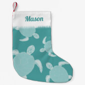 かわいい青いウミガメ スモールクリスマスストッキング (正面)