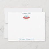 かわいい青いエイリアンの宇宙船1歳の誕生日カスタム サンキューカード (正面)