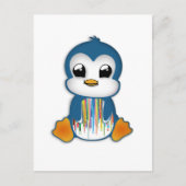 かわいい青いオレンジのペンギン ポストカード (正面)