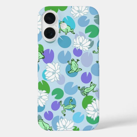 かわいい青いカエルの《植物》スイレン ガーリー Case-Mate iPhoneケース (裏面)