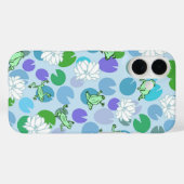 かわいい青いカエルの《植物》スイレン ガーリー Case-Mate iPhoneケース (裏面 (横))