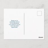 かわいい青いカップケーキとキューア顔の誕生日感謝 ポストカード (裏面)