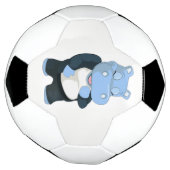 かわいい青いカバ サッカーボール (回転)