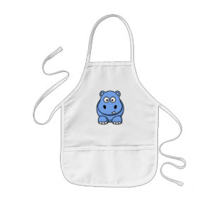 かわいい青いカバ 子供用エプロン
