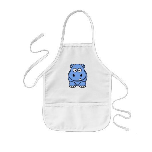 かわいい青いカバ 子供用エプロン (正面)