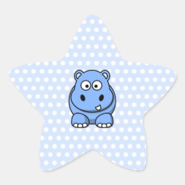 かわいい青いカバ 星シール