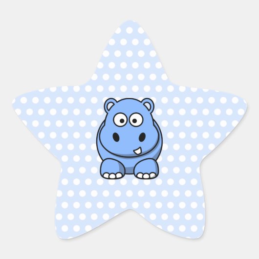 かわいい青いカバ 星シール (正面)