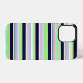 かわいい青いカラフルなストライプ iPhoneケース (裏面横)