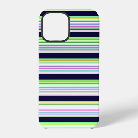 かわいい青いカラフルなストライプ iPhoneケース (裏面)