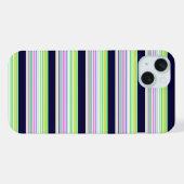 かわいい青いカラフルストライプ iPhoneケース (裏面横)