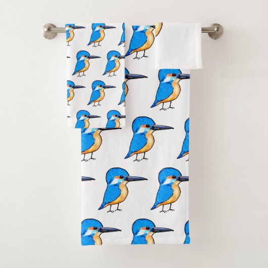 かわいい青いカワセミの鳥アート バスタオルセット (インサイチュ)