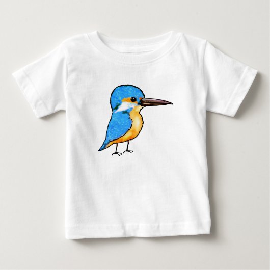 かわいい青いカワセミの鳥アート ベビーTシャツ (正面)