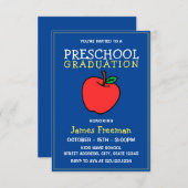 かわいい青いキッズ幼稚園卒業招待状 招待状 (正面/裏面)