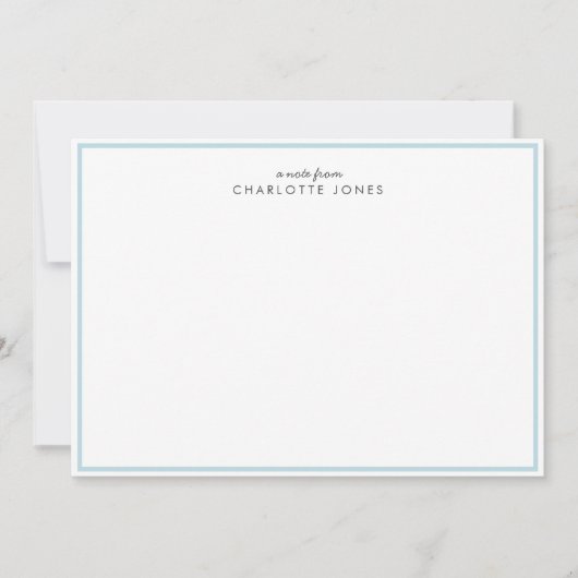 かわいい青いギンガムヴィシーのチェックパターン文房具 ノートカード (正面)