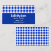 かわいい青いギンガム、市松模様に 名刺 (正面/裏面)
