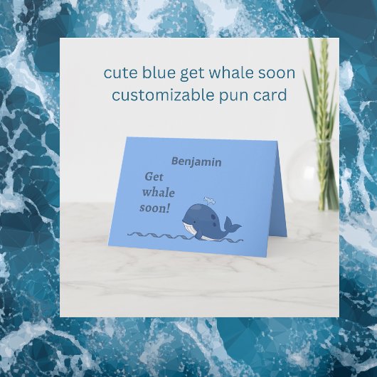 かわいい青いクジラがすぐにぽんっと カード