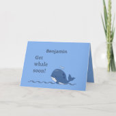 かわいい青いクジラがすぐに回復するユーモア カード (正面)