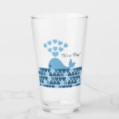 かわいい青いクジラとハート タンブラーグラス (正面)
