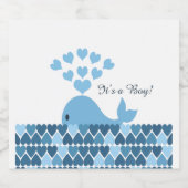 かわいい青いクジラとハート ビールラベル (シングルラベル)