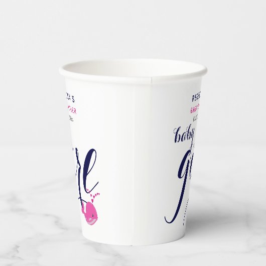 かわいい青いクジラの海をテーマにした赤ちゃんシャワー 紙コップ (右)