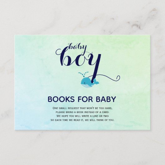 かわいい青いクジラの海本でシャワーを浴びる エンクロージャーカード (正面)