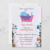 かわいい青いクジラの赤ちゃんシャワー 招待状 (正面)