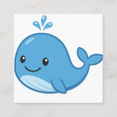 かわいい青いクジラステッカー スクエア名刺 (裏面)