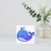 かわいい青いクジラステッカー スクエア名刺 (スタンド正面)