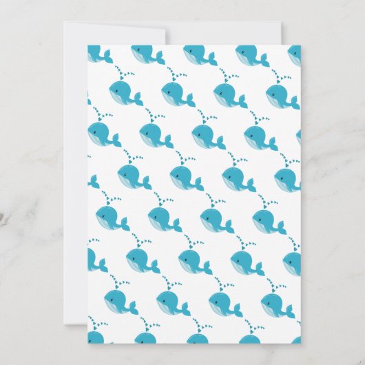 かわいい青いクジラタイポグラフィ男の赤ちゃんシャワー 招待状 (裏面)