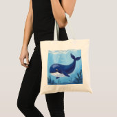 かわいい青いクジラトートバッグ トートバッグ (正面(商品))
