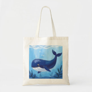 かわいい青いクジラトートバッグ  トートバッグ