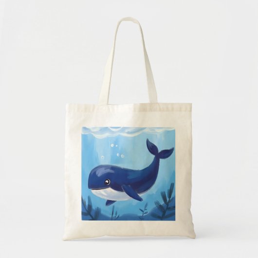かわいい青いクジラトートバッグ トートバッグ (正面)