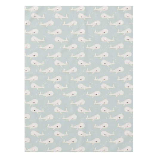 かわいい青いクジラ誕生日ベビーシャワーテーマパーティー テーブルクロス (正面)