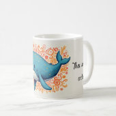 かわいい青いクジラ コーヒーマグカップ (正面右)